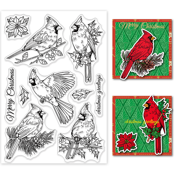 

PandaHall GLOBLELAND Christmas Clear Stamps Cardinal Bird Holly Silicone Clear Stamp Seals for Cards Making DIY Scrapbooking Photo Journal...