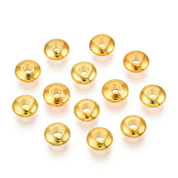 

PandaHall Golden Brass Rondelle Spacer Beads, Cadmium Free & Lead Free, 5x2mm, Hole: 1~1.5mm Brass Rondelle