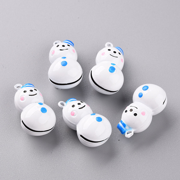 

PandaHall Baking Painted Brass Bell Pendants, Christmas Snowman, Dodger Blue, 26.5x15x14mm, Hole: 2mm Brass Others