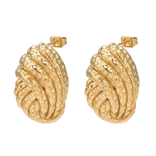 

PandaHall Vacuum Plating 304 Stainless Steel Stud Earrings, Twist Oval, Golden, 25x17mm 304 Stainless Steel Oval