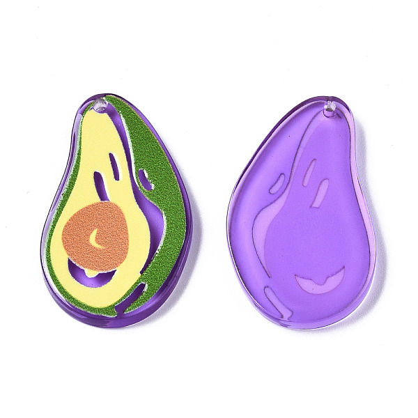 

PandaHall Translucent Acrylic Pendants, 3D Printed, Avocado, Medium Orchid, 34.5x21.5x3mm, Hole: 1.2mm Acrylic Fruit