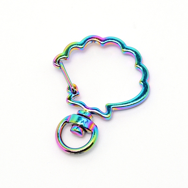 

PandaHall Zinc Alloy Swivel Lobster Clasps, Swivel Snap Hook, Shell Shape, Rainbow Color, 39.5x30.5x5.5mm, Hole: 4x9mm Alloy
