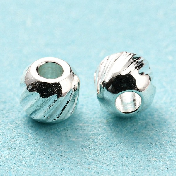

PandaHall 201 Stainless Steel Beads, Round with Twill Pattern, Silver, 4x3.5mm, Hole: 1.5mm 201 Stainless Steel Round