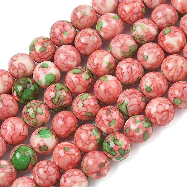 Perles synthétiques en jade blanc océan (pierre de pluie)