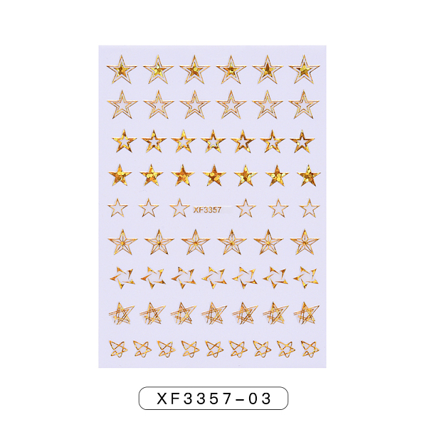 

PandaHall Nail Art Stickers, Self-adhesive, For Nail Tips Decorations, Gold, 9.5x6.5cm Paper Star Gold