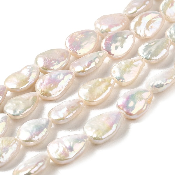 

PandaHall Natural Baroque Pearl Keshi Pearl Beads Strands, Cultured Freshwater Pearl, Teardrop, Grade 4A+, Old Lace, 13.5~14x9~10x4~6mm...