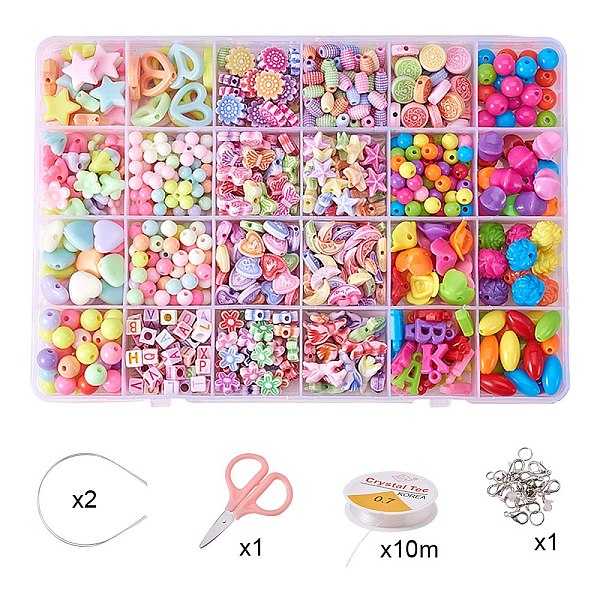 

PandaHall DIY Jewelry Making Kits For Children, Acrylic Beads, Lobster Claw Clasps, Crystal Thread, Jump Ring, Ear Nuts/Earring Backs..., Multicolor