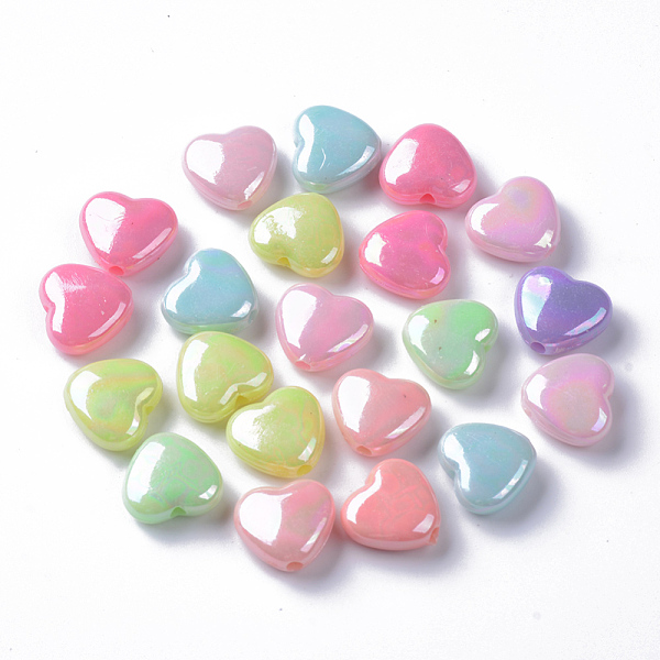 

PandaHall Opaque Acrylic Beads, AB Color Plated, Heart, Mixed Color, 11x12x5mm, Hole: 1.8mm, about 1380pcs/500g Acrylic Heart Multicolor