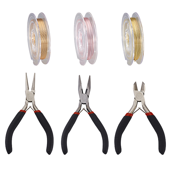 

PandaHall DIY Jewelry Kits, with Copper Jewelry Wire, Long-Lasting Plated, Carbon Steel Pliers, Mixed Color, 0.6mm, 5m/roll, 3color...