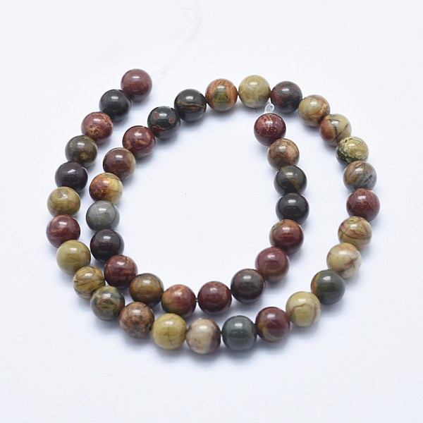 

PandaHall Natural Polychrome Jasper/Picasso Stone/Picasso Jasper Beads Strands, Round, 8mm, Hole: 1mm, about 48pcs/strand, 15.7 inch(40cm)...