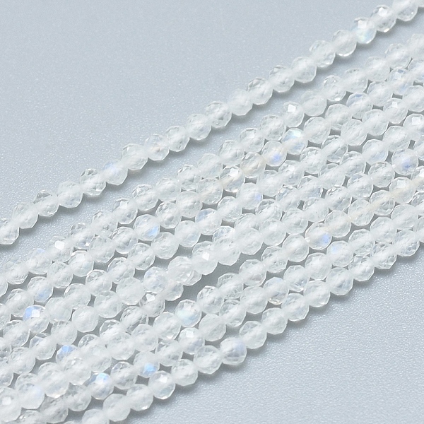 

PandaHall Natural Rainbow Moonstone Beads Strands, Grade AAA, Faceted, Round, 2.5~3mm, Hole: 0.6mm, about 153~162 pcs/Strand, 15.35 inch...