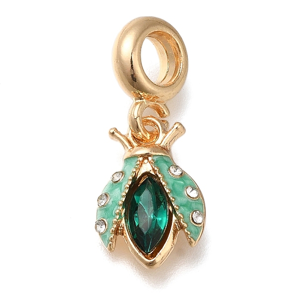 

PandaHall Rack Plating Alloy Enamel European Dangle Charms, Ladybug Large Hole Pendants with Emerald Rhinestone, Golden, 26mm, Hole: 4.5mm..., Green