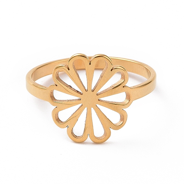 

PandaHall Ion Plating(IP) 201 Stainless Steel Flower Finger Ring, Hollow Wide Ring for Women, Golden, US Size 6 1/2(16.9mm) 201 Stainless...