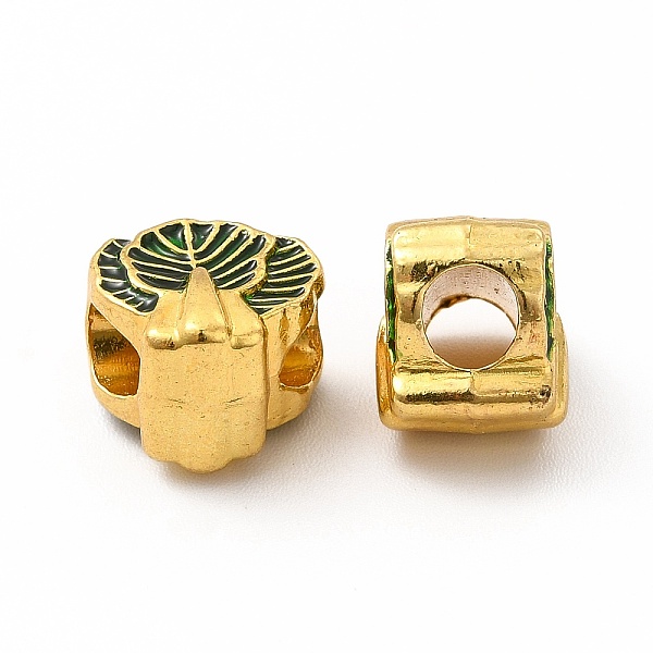 

PandaHall Rack Plating Alloy Enamel European Beads, Large Hole Beads, Cabbage, Matte Gold Color, 9.5x11x8.5mm, Hole: 4.2mm Alloy+Enamel..., Green