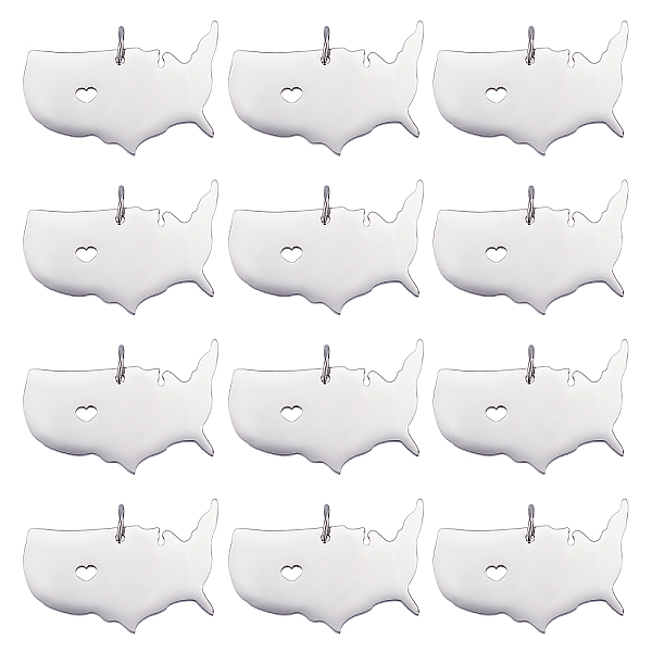 

PandaHall Unicraftale 12Pcs 201 Stainless Steel Pendants, Map of U.S.A, Stainless Steel Color, 16x25x1mm, Hole: 3mm 201 Stainless Steel...