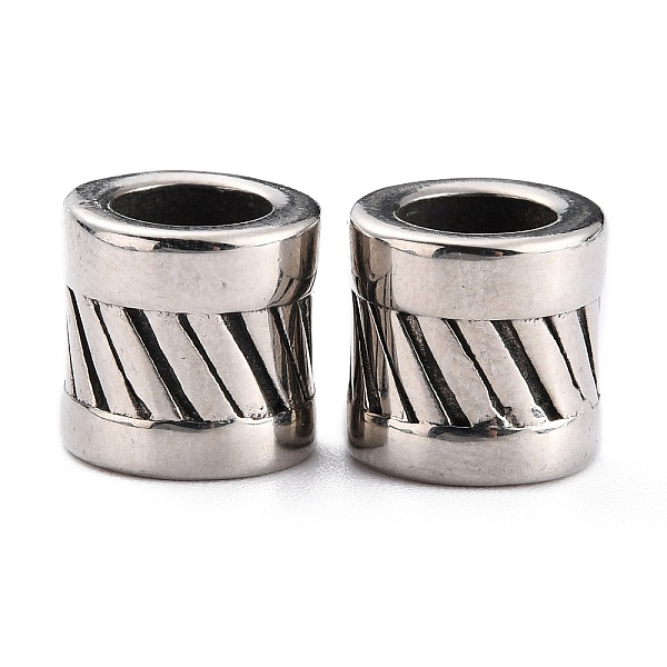 

PandaHall 304 Stainless Steel Beads, European Style Beads, Large Hole Beads, Column, Antique Silver, 10x10mm, Hole: 6.5mm 304 Stainless...