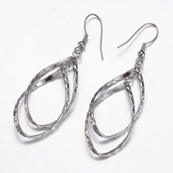 

PandaHall 304 Stainless Steel Dangle Earrings, Hypoallergenic Earrings, Teardrop, Stainless Steel Color, 63mm, Pin: 0.7mm 304 Stainless...