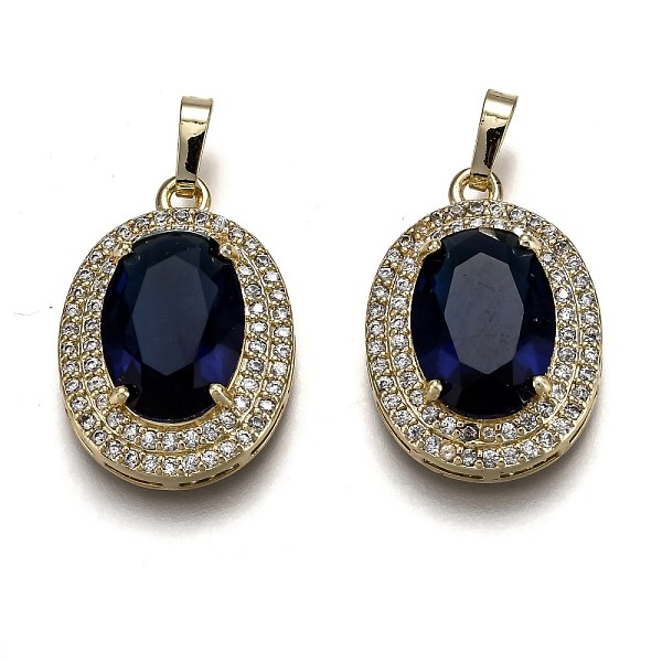 

PandaHall Golden Plated Brass Micro Pave Clear Cubic Zirconia Pendants, with Glass, with Snap on Bails, Long-Lasting Plated, Oval, Medium...