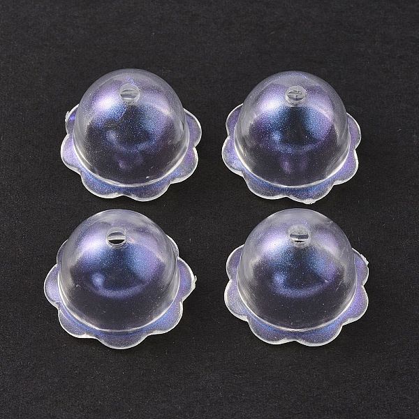 

PandaHall Transparent Acrylic Bead Caps, Glitter Powder, Multi-Petal, Half Round, Clear, 24x15mm, Hole: 2.8mm Acrylic Clear