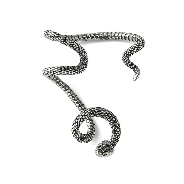 

PandaHall 316 Surgical Stainless Steel Cuff Earrings, with Rhinestone, Right, Antique Silver, 55x41mm 316 Surgical Stainless Steel Snake