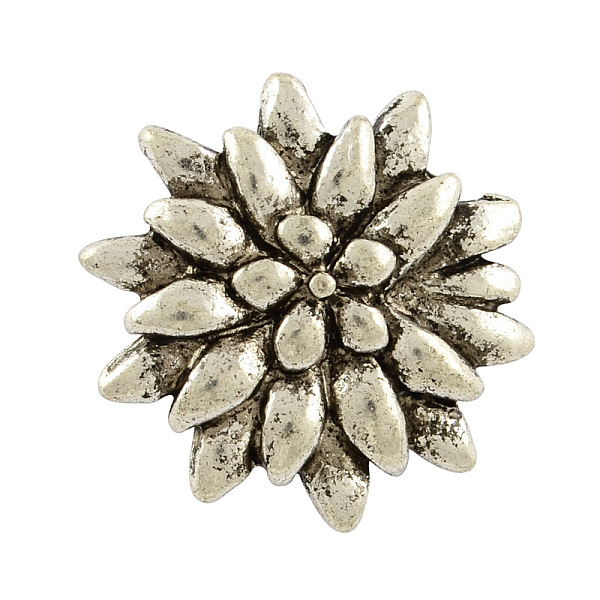 

PandaHall Tibetan Style Alloy Edelweiss Sewing Shank Buttons, Cadmium Free & Lead Free, Antique Silver, 23.5x8.5mm, Hole: 3mm Alloy Flower
