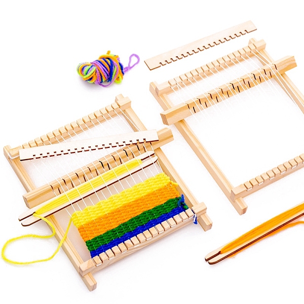 PandaHall Mini Wooden Detachable Loom Machine, Children Craft Knitting Tool, with Random Color Yarn & Cord, Mixed Color, 20.8x19.3cm Wood...