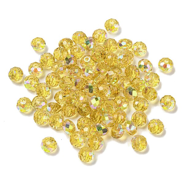 

PandaHall Electroplate Glass Beads, Rondelle, Gold, 6x4mm, Hole: 1.4mm, 100pcs/bag Glass Rondelle Gold