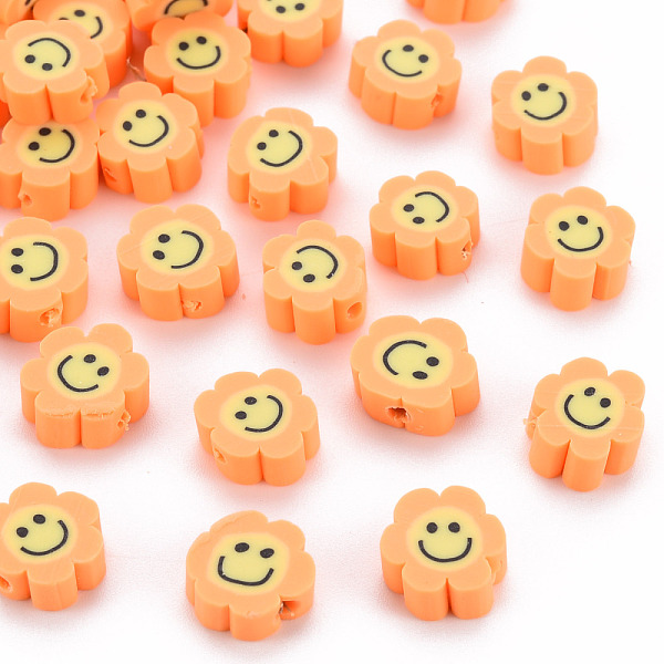 

PandaHall Handmade Polymer Clay Beads, Flower with Smiling Face, Sandy Brown, 9~10x8~9x4~5mm, Hole: 1.4~1.6mm Polymer Clay Flower