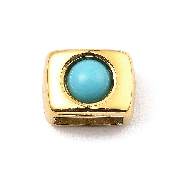 

PandaHall Ion Plating(IP) 304 Stainless Steel Slide Charms, with Synthetic Turquoise, Rectangle, Golden, 7x10x7.5mm, Hole: 7.5x3.5mm 304...