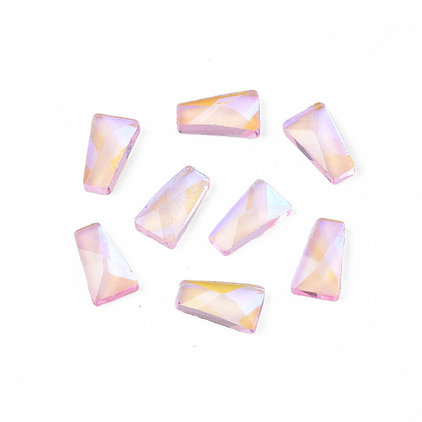 

PandaHall Glass Rhinestone Cabochons, Nail Art Decoration Accessories, Faceted, Trapezoid, Pink, 6x3.5x1.5mm Glass Trapezoid Pink