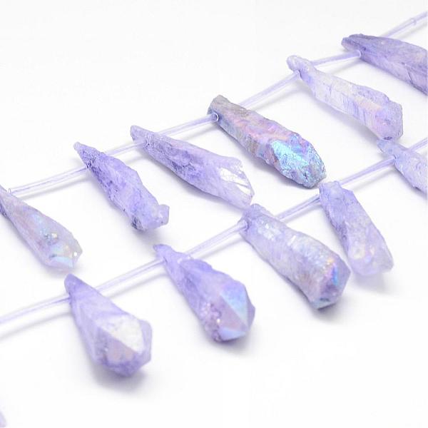 

PandaHall Electroplated Natural Quartz Crystal Beads Strands, Top Drilled Beads, Dyed, Teardrop, Lilac, 24~31x6~8x4~6mm, Hole: 1.5mm, about..., Purple