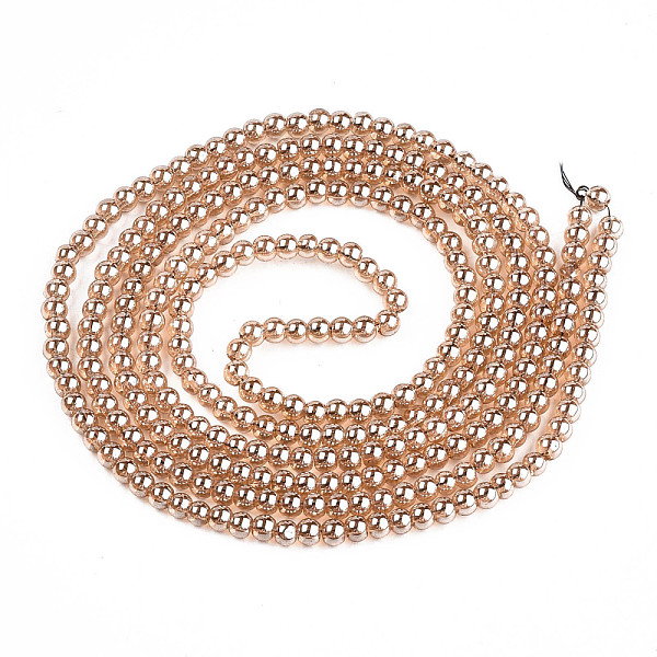 

PandaHall Electroplate Glass Beads Strands, Round, Saddle Brown, 3mm, Hole: 0.5mm, about 295~297pcs/strand, 26.77''(68cm) Glass Round