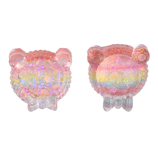 

PandaHall Transparent Epoxy Resin Cabochons, with Paillettes, Bear, Salmon, 23x21x7.5mm Epoxy Resin Bear Red