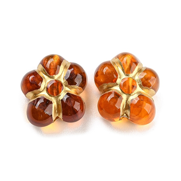 PandaHall Plating Transparent Acrylic Beads, Golden Metal Enlaced, Flower, Chocolate, 14.5x13.5x7mm, Hole: 1.8mm, about 495pcs/500g Acrylic...