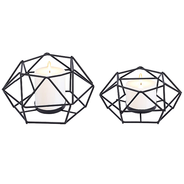 2Pcs 2 Style Iron Hollow Candle Holder