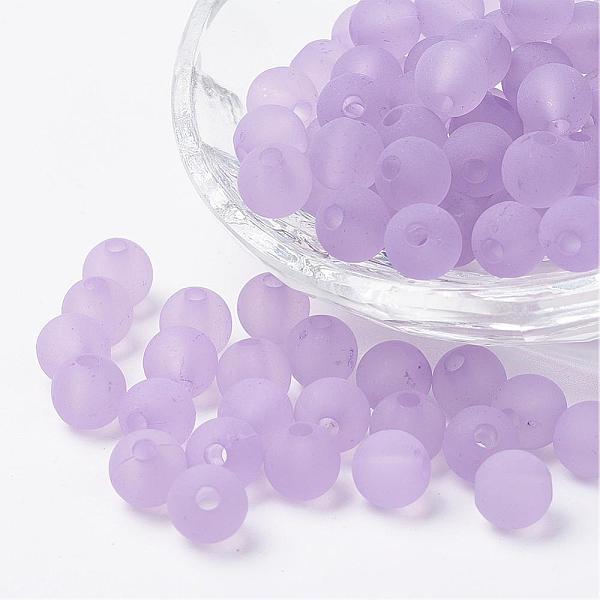 

PandaHall Transparent Acrylic Beads, Round, Frosted, Lilac, 8mm, Hole: 1.5mm, about 1820pcs/500g Acrylic Round Purple