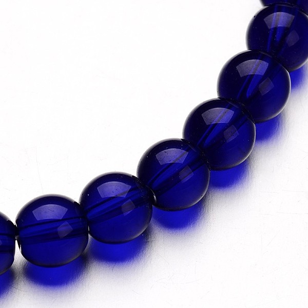 

PandaHall Glass Round Bead Strands, Midnight Blue, 8mm, Hole: 1mm, about 40pcs/strand, 11 inch Glass Round Blue