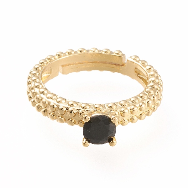 

PandaHall Adjustable Brass Micro Pave Cubic Zirconia Finger Rings, Solitaire Rings, Long-Lasting Plated, Black, Golden, US Size 6(16.5mm)...