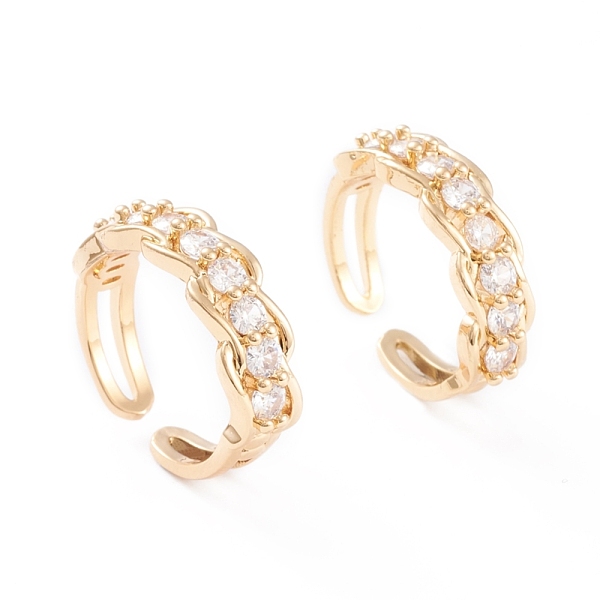 

PandaHall Brass Micro Pave Clear Cubic Zirconia Cuff Rings, Open Rings, Long-Lasting Plated, Real 18K Gold Plated, US Size 7 1/4(17.5mm)...