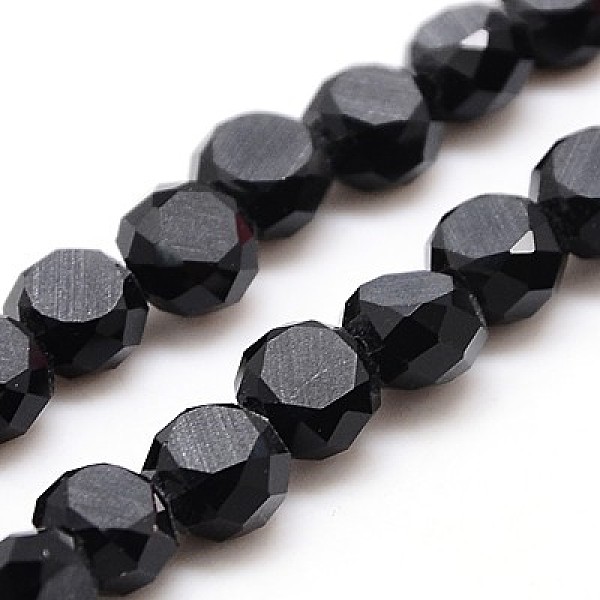 

PandaHall Glass Beads Strands, Frosted, Faceted, Flat Round, Black, 8x4.5mm, Hole: 1mm Glass Flat Round Black