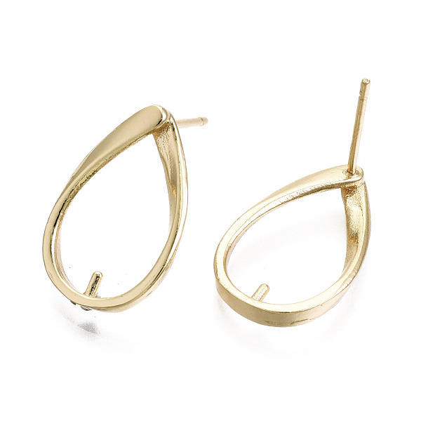 

PandaHall Brass Stud Earring Findings, for Half Drilled Bead, Nickel Free, Teardrop, Real 18K Gold Plated, 17x11.5mm, Pin: 0.7mm, Pin: 0.7mm...