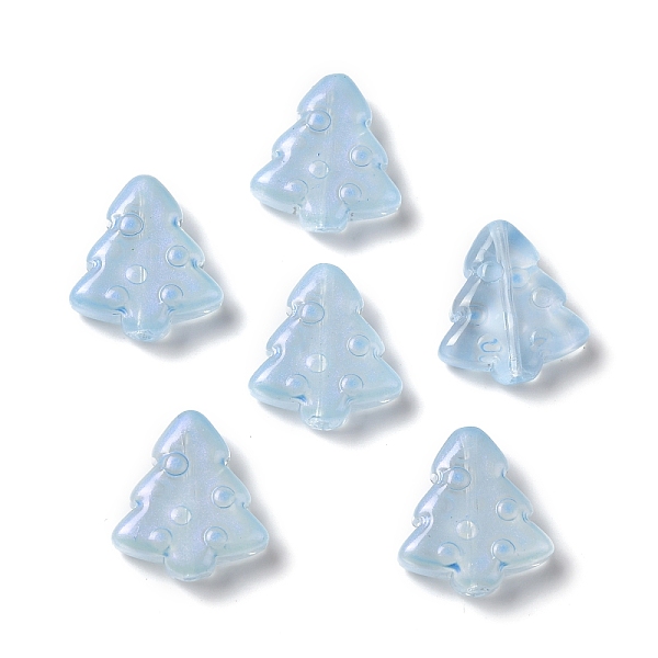 

PandaHall Dyed & Heated Glass Beads, with Gold Foil, Bubble Effect, Christmas Tree, Alice Blue, 16x15x5.5mm, Hole: 0.8mm Glass Tree