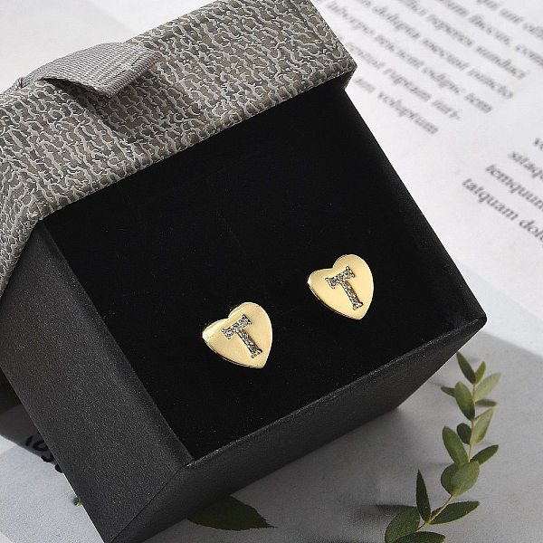 Aretes de corchete de circonita cúbica transparente con micro pavé de latón enchapado en cremallera