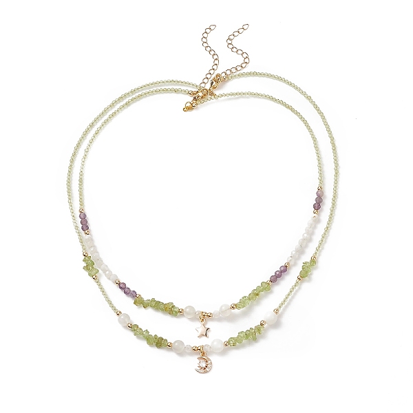 

PandaHall Star & Moon Pendant Necklaces Sets for Women, Natural Peridot & Moonstone & Amethyst Beaded Necklaces, 16.14~18.5 inch(41~47cm)...