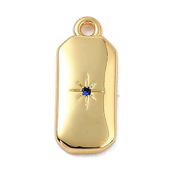

PandaHall Brass Micro Pave Cubic Zirconia Charms, Long-Lasting Plated, Real 18K Gold Plated, Octagon with Star, Royal Blue, 14x6x1.5mm, Hole...