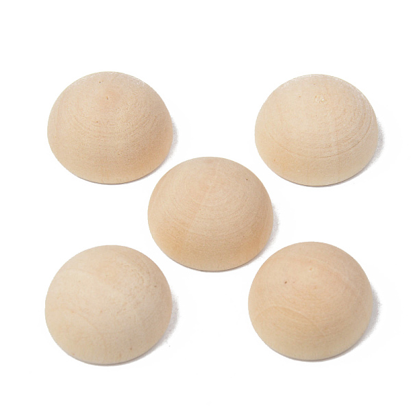 

PandaHall Unfinished Natural Wood Cabochons, Undyed, Half Round/Dome, Old Lace, 15x8mm Wood Half Round