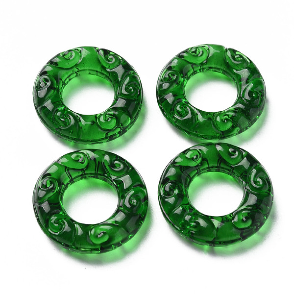 

PandaHall Transparent Handmade Bumpy Lampwork Linking Rings, Round Ring, Green, 25x6mm, Inner Diameter: 12mm Lampwork Ring Green