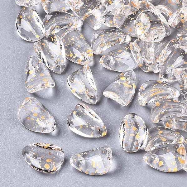 

PandaHall Transparent Spray Painted Glass Charms, with Gold Foil, Petaline, Clear, 12x8x4.5mm, Hole: 1mm Glass Petaline Clear