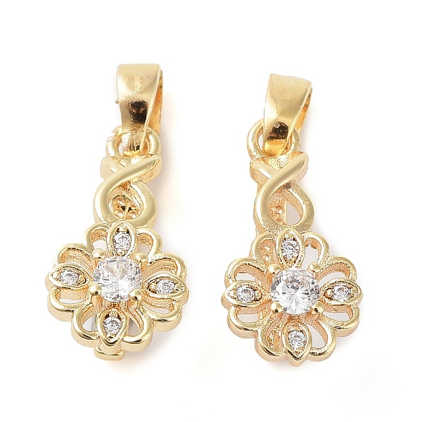 

PandaHall Brass Ice Pick Pinch Bails, with Glass, Flower, Real 18K Gold Plated, 16x8x8.5mm, Hole: 5x3mm, Pin: 0.7mm Brass Clear