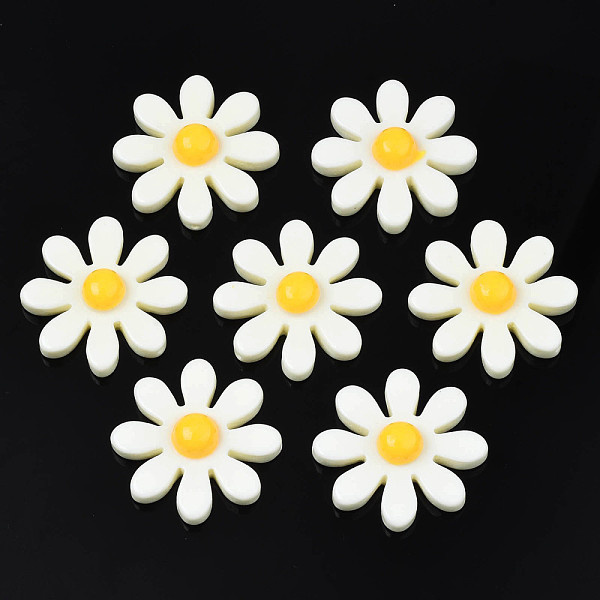 

PandaHall Resin Beads, for Pendant Making, Half Drilled, Flower, Creamy White, 30.5x30.5x8mm, Half Hole: 1.2mm Resin Flower